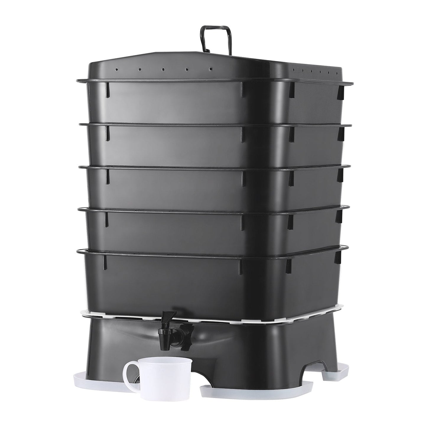 5-Tray Worm Compost Bin, 0.4m³ Capacity for Indoor/Outdoor Vermicomposting