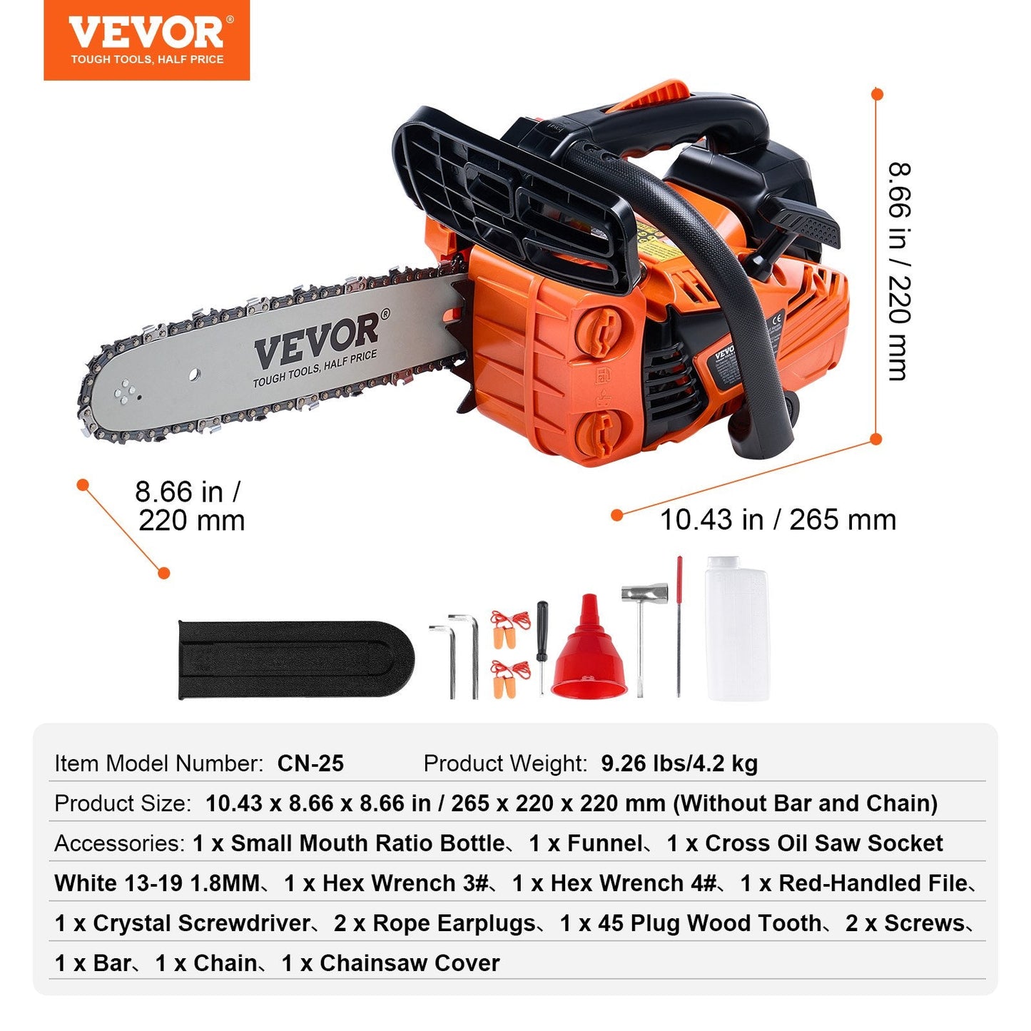 25.4CC Gasoline Chainsaw with 0.3m Blade - Powerful Wood Cutting Tool