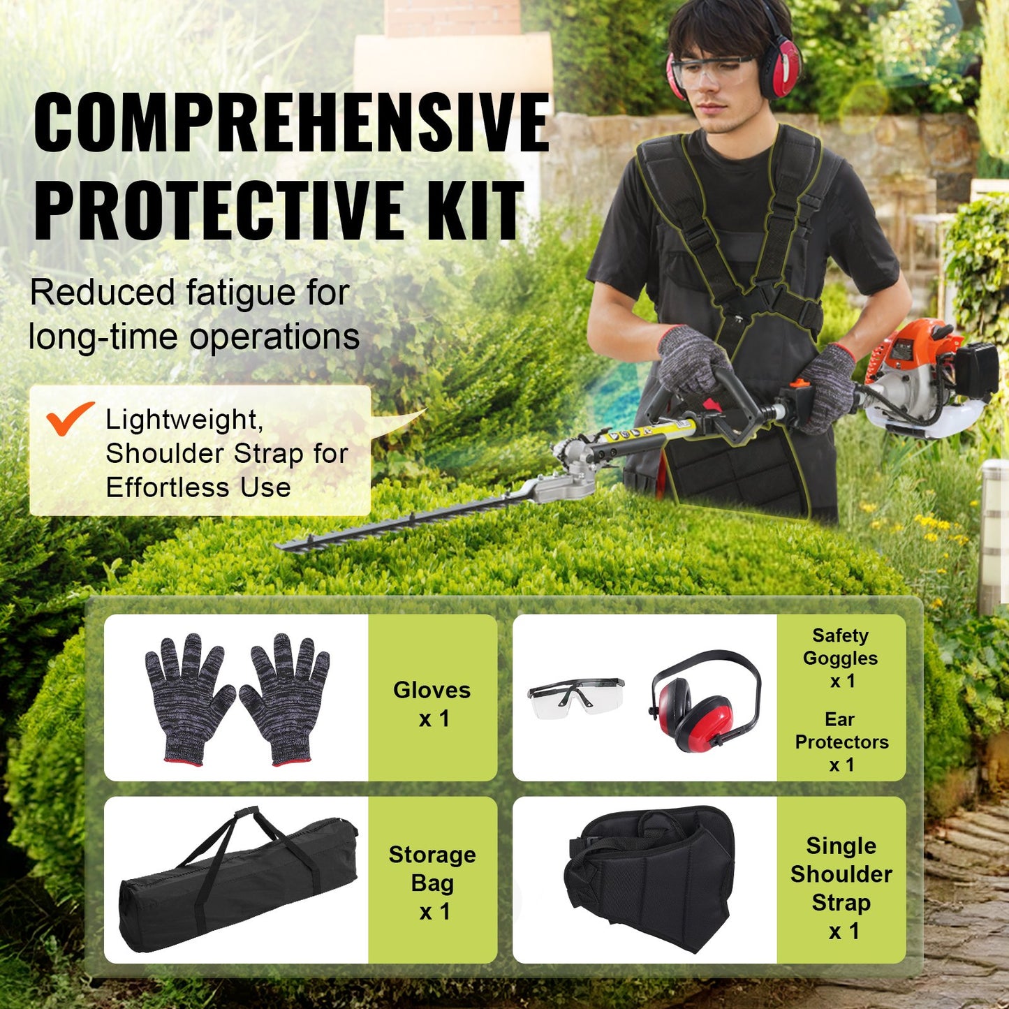 VEVOR 26CC 6-in-1 Multi-Functional Trimming Tools, Gas Hedge Trimmer, Weed Eater,