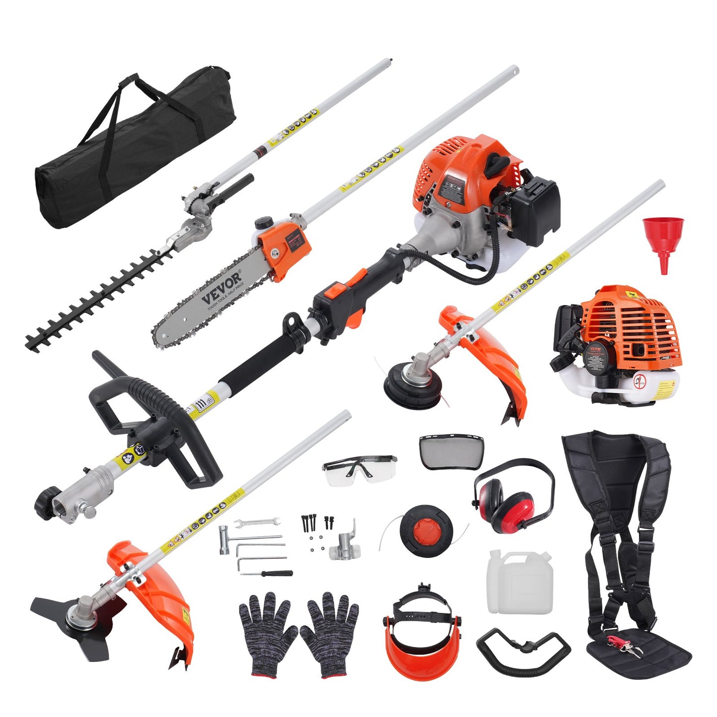 VEVOR 26CC 6-in-1 Multi-Functional Trimming Tools, Gas Hedge Trimmer, Weed Eater,