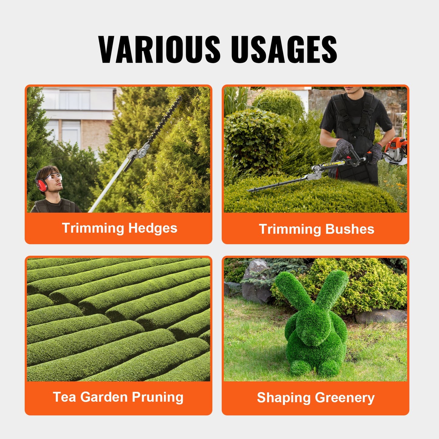 VEVOR 15.7-inch 26CC 2 Cycle Gas Hedge Trimmer, Gas Powered Pole Hedge Trimmer with