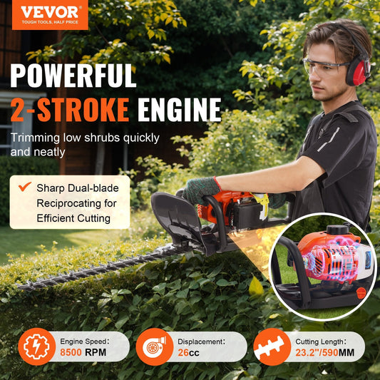 Powerful 2-cycle engine reaches 8500 rpm for fast trimming of branches, hedges, and green belts