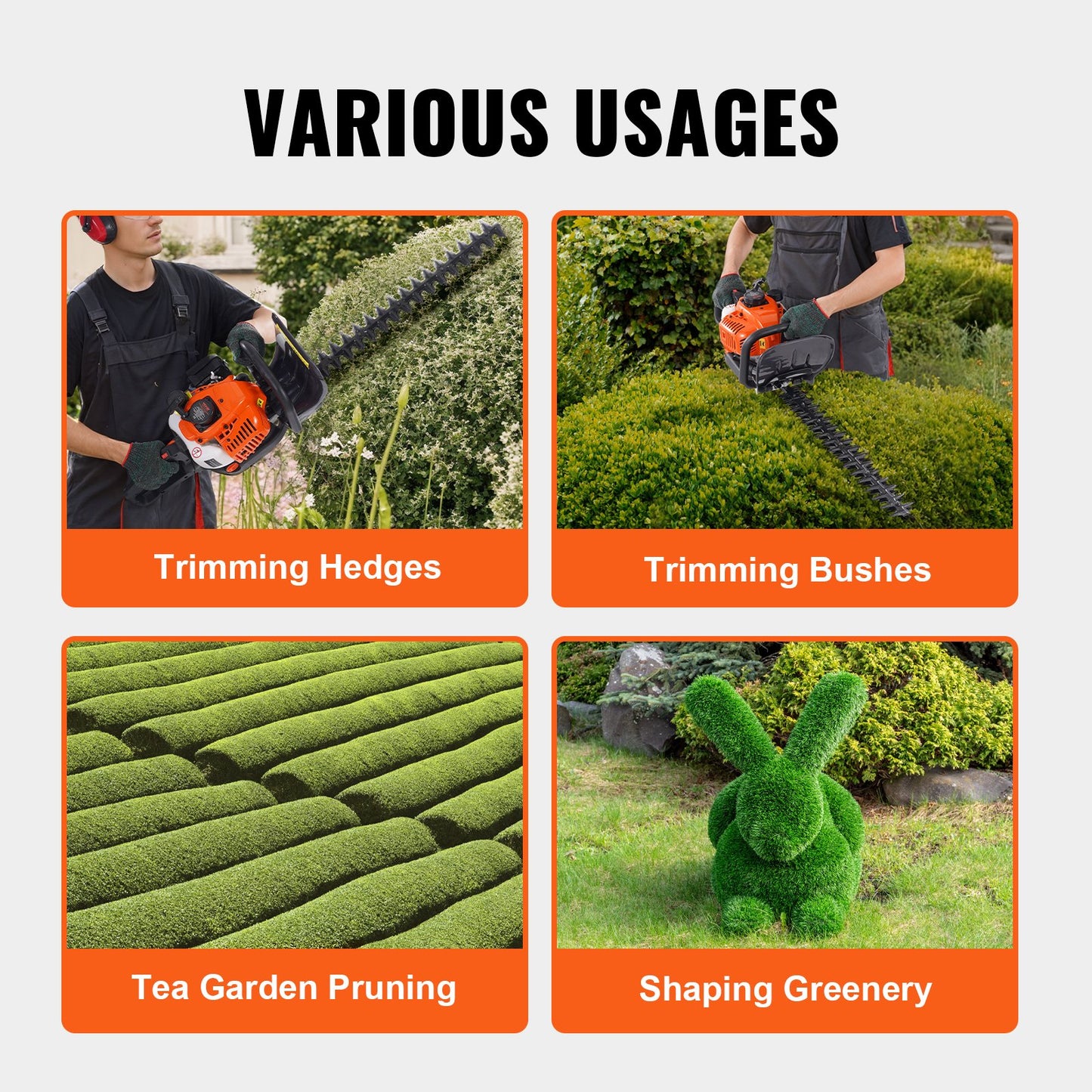 VEVOR 23.2-inch 26CC 2 Cycle Gas Hedge Trimmer, Gas Powered Handheld Hedge Trimmer