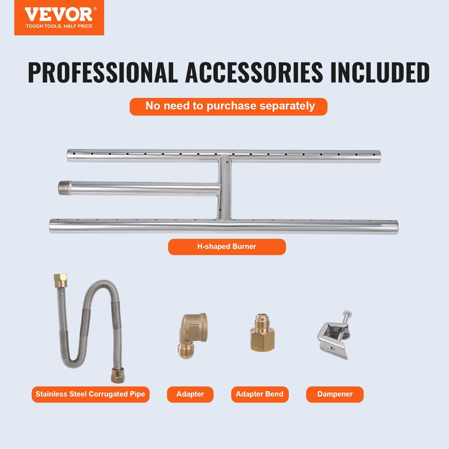 VEVOR 6 x 18 inch Drop-in Fire Pit Pan, Rectangular Stainless Steel Fire Pit Burner,