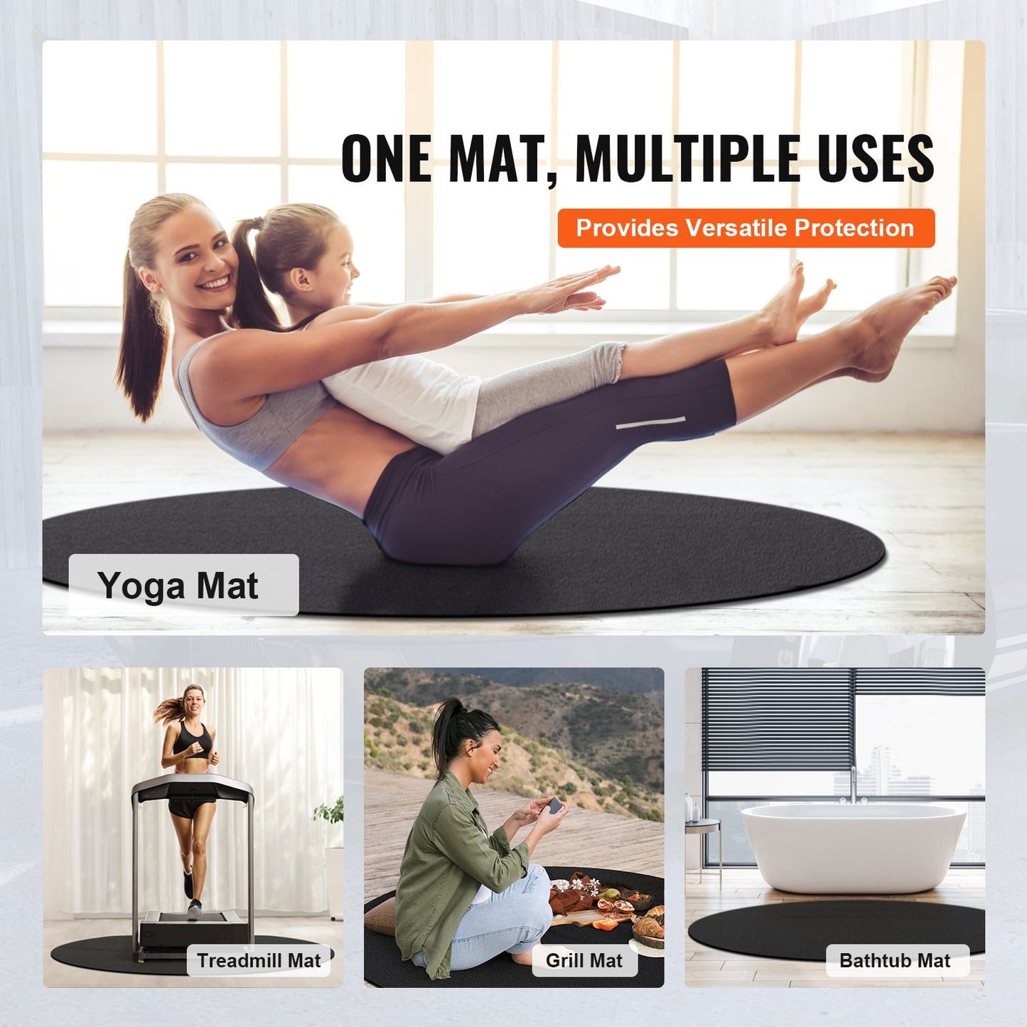 VEVOR 2 M Diameter Round Hot Tub Mat, Extra Large Inflatable Hot Tub Pad, Waterproof