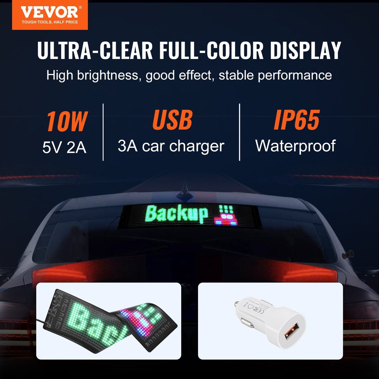 Programmable LED Scrolling Display Board, Custom Text, Bluetooth Control, 38x10cm