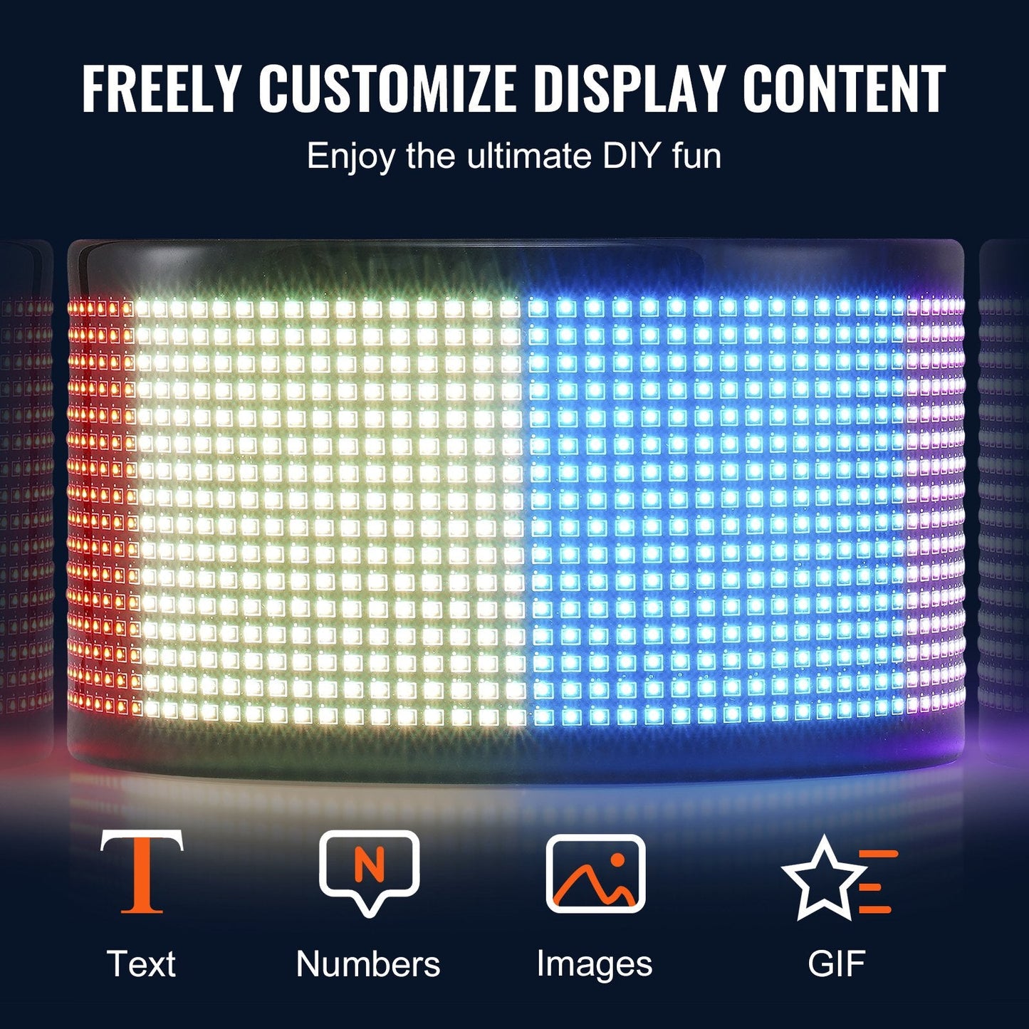 Programmable LED Scrolling Display Board, Custom Text, Bluetooth Control, 38x10cm