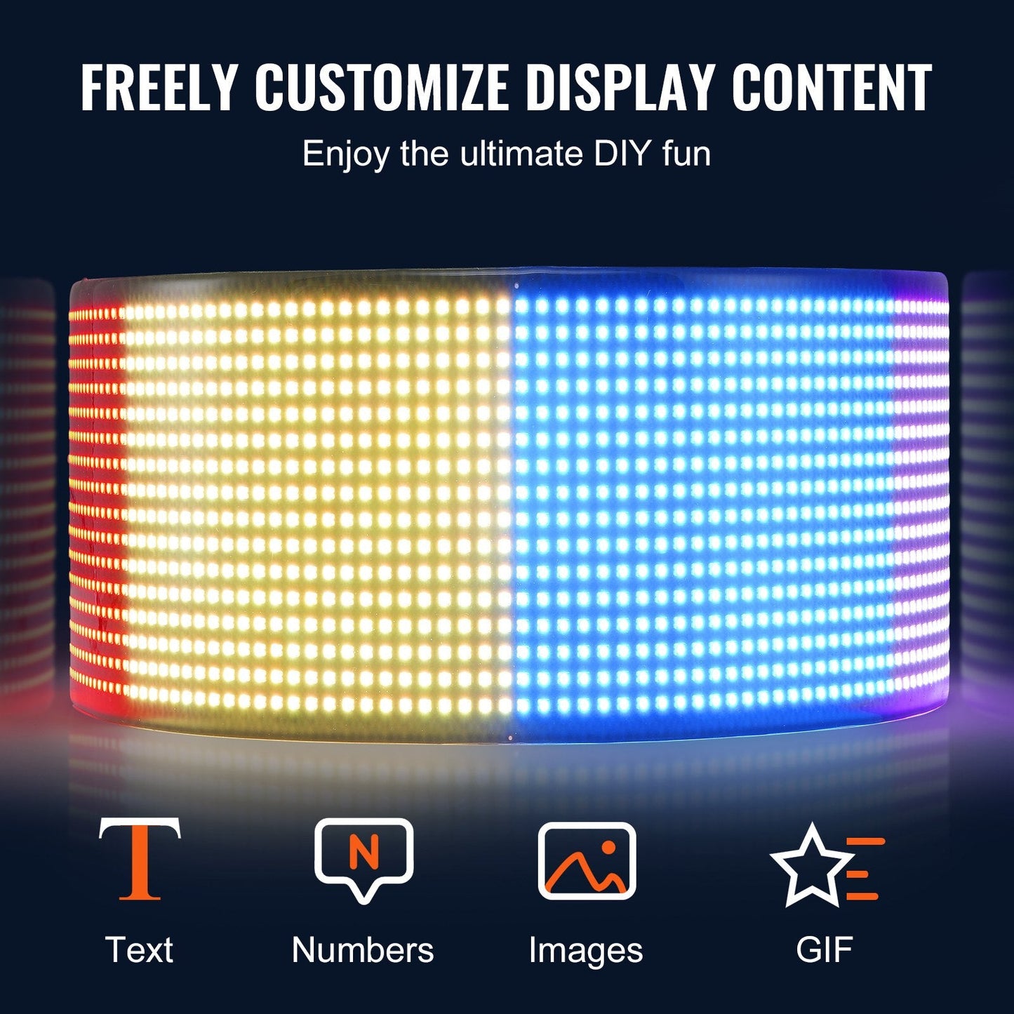Programmable Full Color LED Display Board with Bluetooth Control, 68x12cm