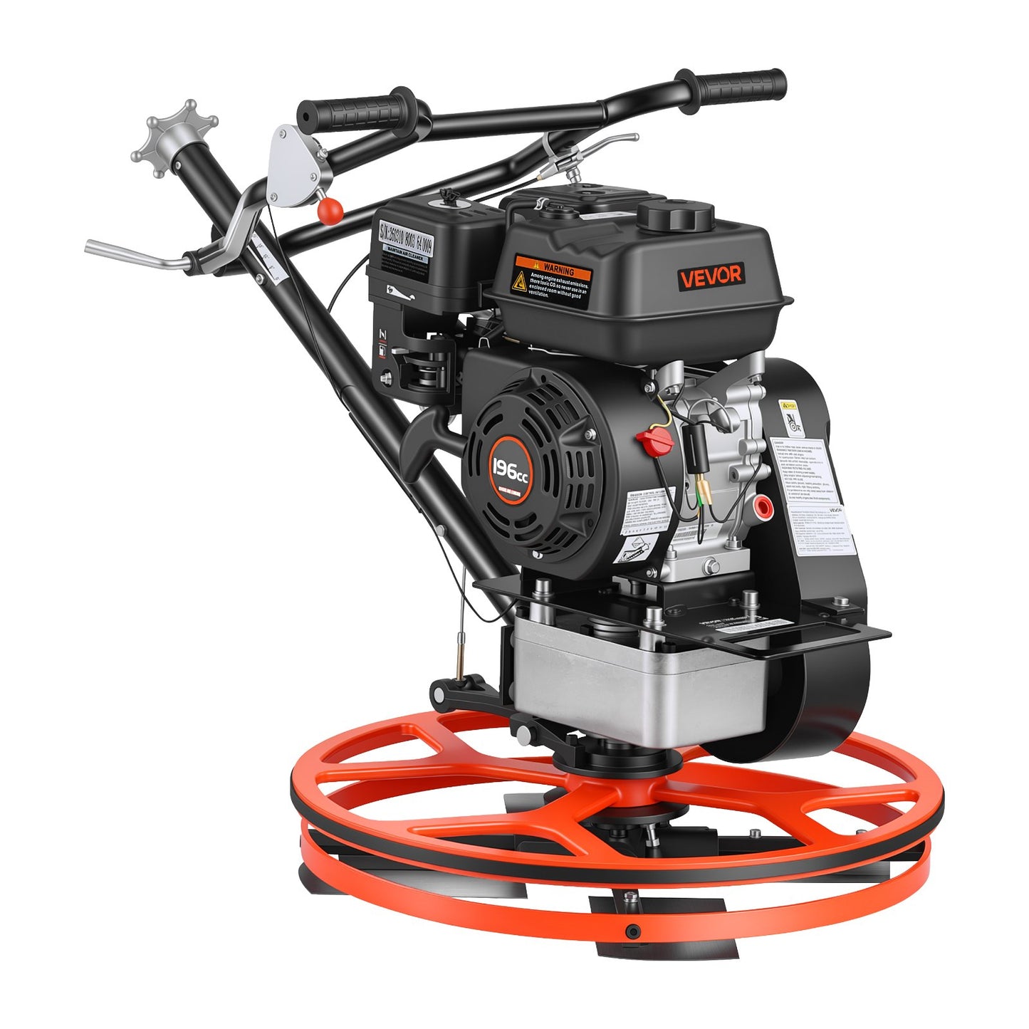 Power Trowel, 610 mm Concrete Finishing Machine with Float Pan, 5.5HP Engine, 4 Blades, Adjustable Pitch, Gas-Powered Walk-Behind Cement Surface Finisher for Smooth Floors, Construction Use