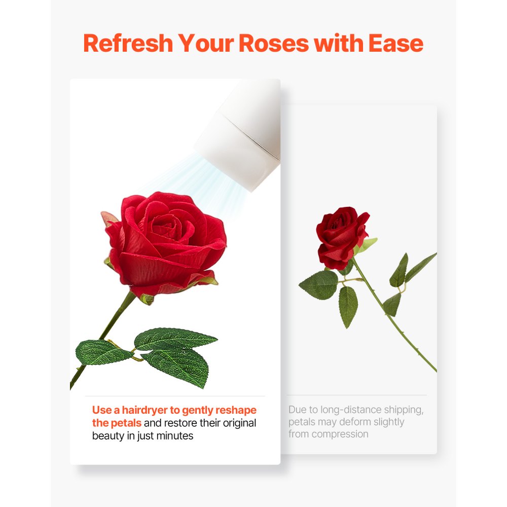 VEVOR 60 Pcs Red Roses Artificial Flowers Realistic Bouquet for Xmas Home Decor