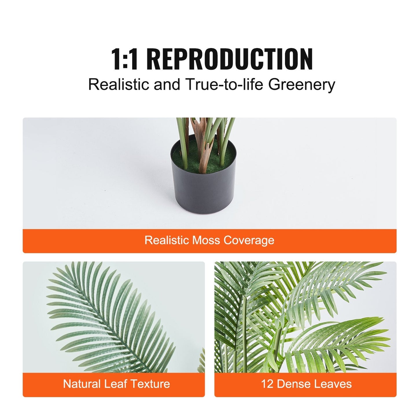 1.5m Tall Lifelike Artificial Palm Tree - Secure & Stable Faux Plant for Indoor/Outdoor Decor