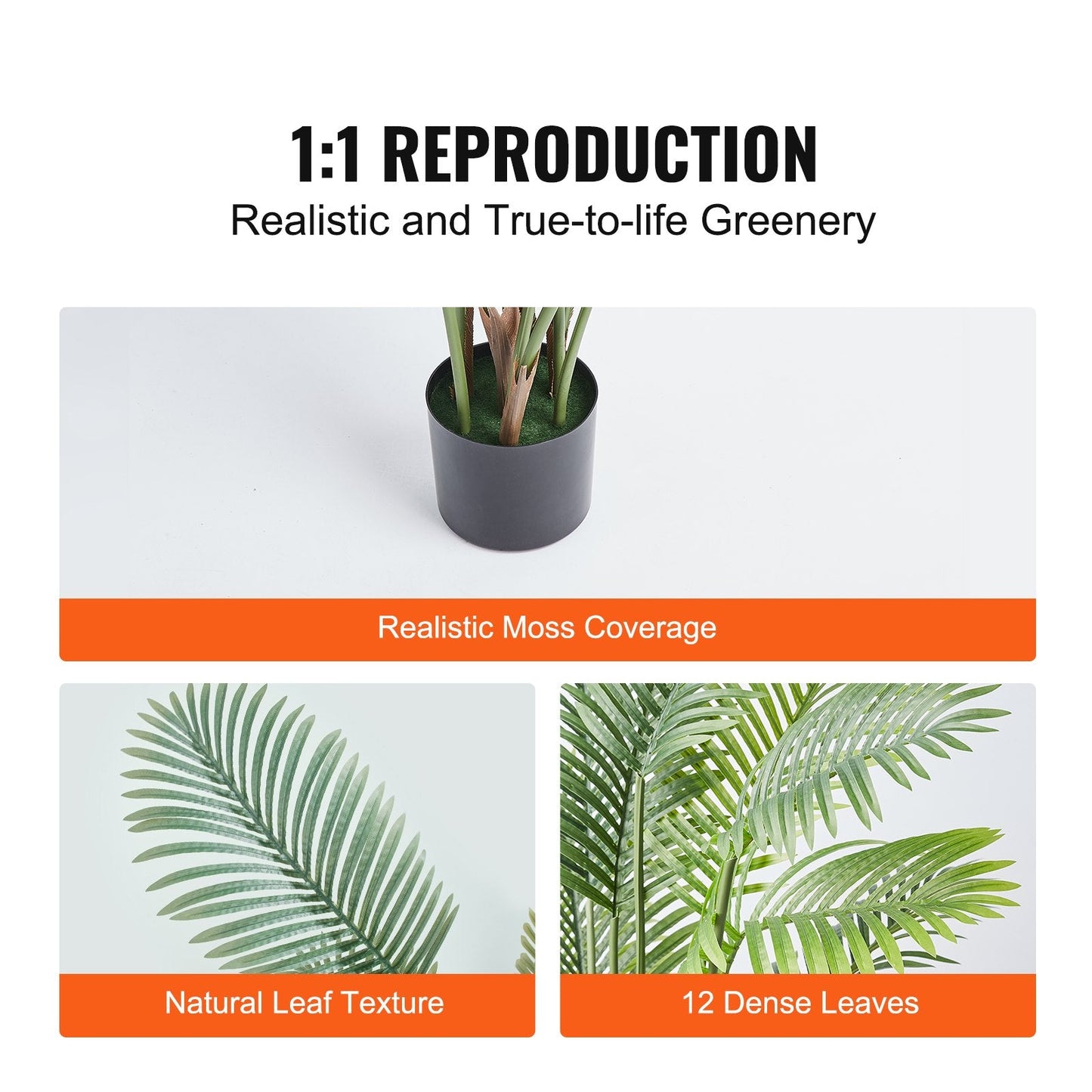 1.8m Tall Lifelike Artificial Palm Tree for Indoor & Outdoor Decor