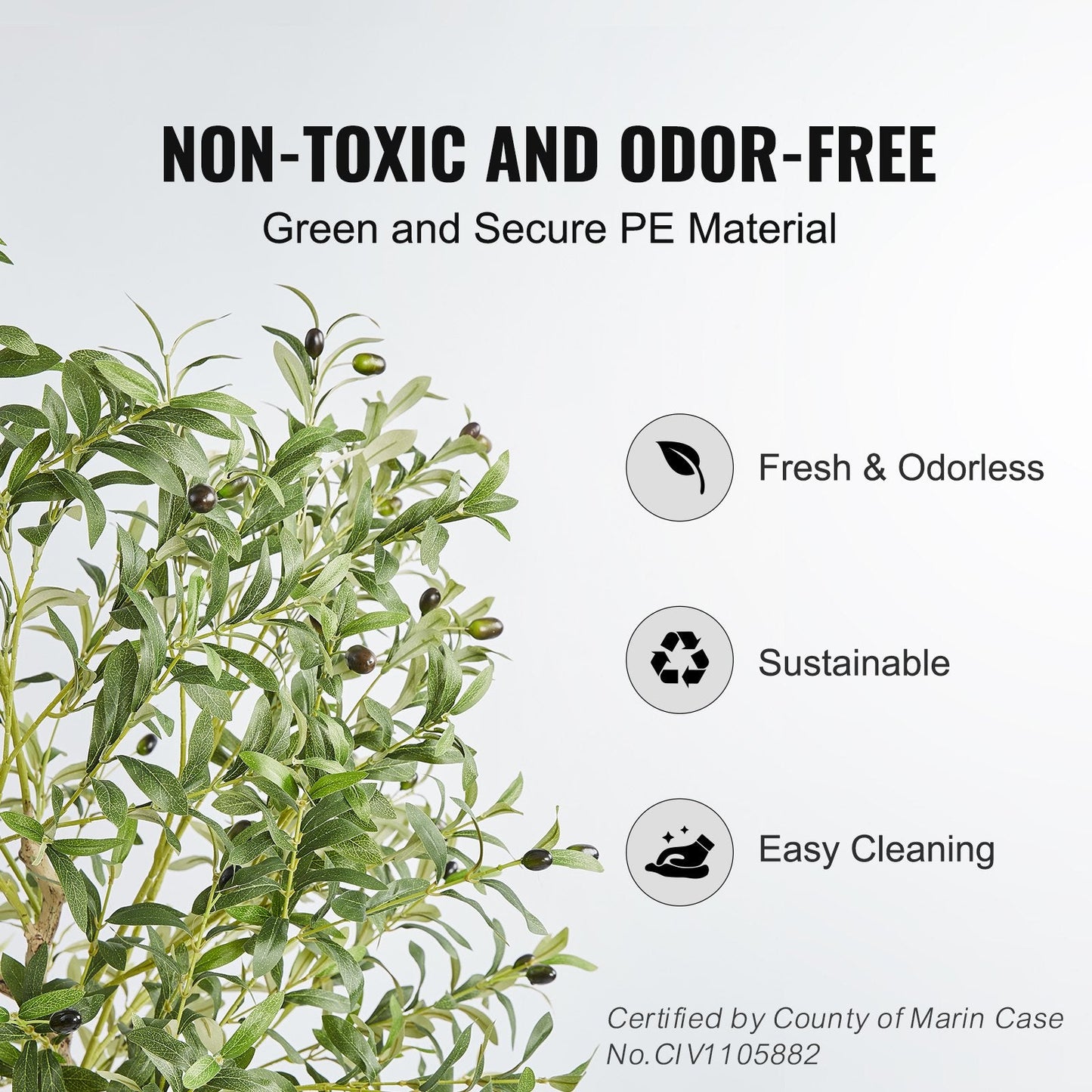 Lifelike 1.55m Artificial Olive Tree - Secure, Odor-Free, Easy Assembly