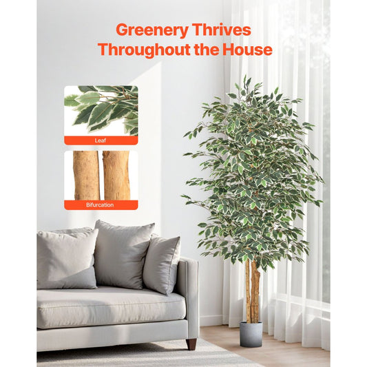 180cm Artificial Ficus Tree Tall Faux Plant with Pot for Indoor Decor