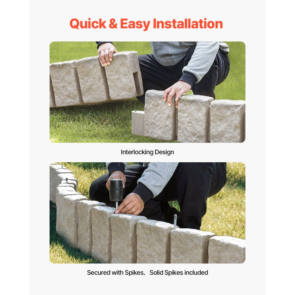 VEVOR Fake Stone Landscape Edging 47.2 x 9 in Lawn Edging Fade-Resistant