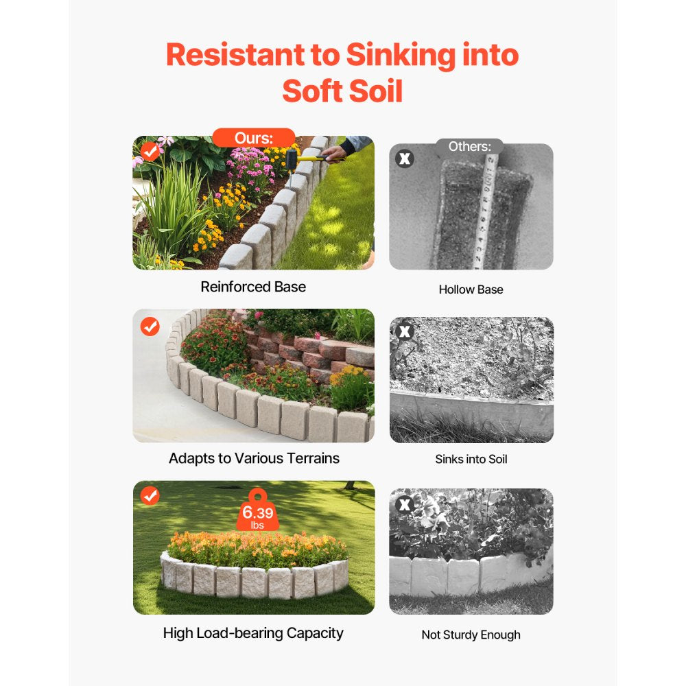 VEVOR Fake Stone Landscape Edging 47.2 x 9 in Lawn Edging Fade-Resistant