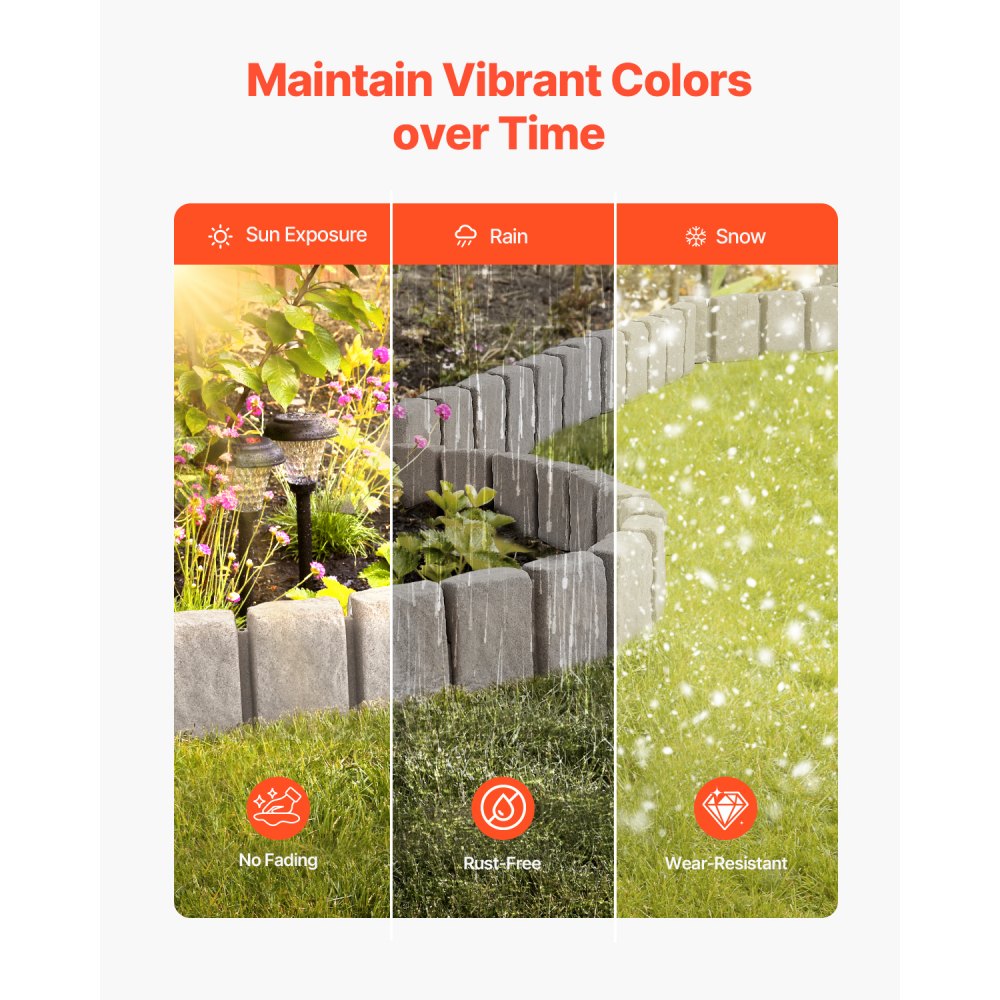 VEVOR Fake Stone Landscape Edging 47.2 x 9 in Lawn Edging Fade-Resistant