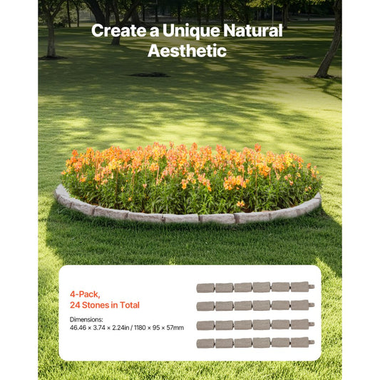 VEVOR Fake Stone Landscape Edging 46.2 x 2.2 in Lawn Edging Fade-Resistant