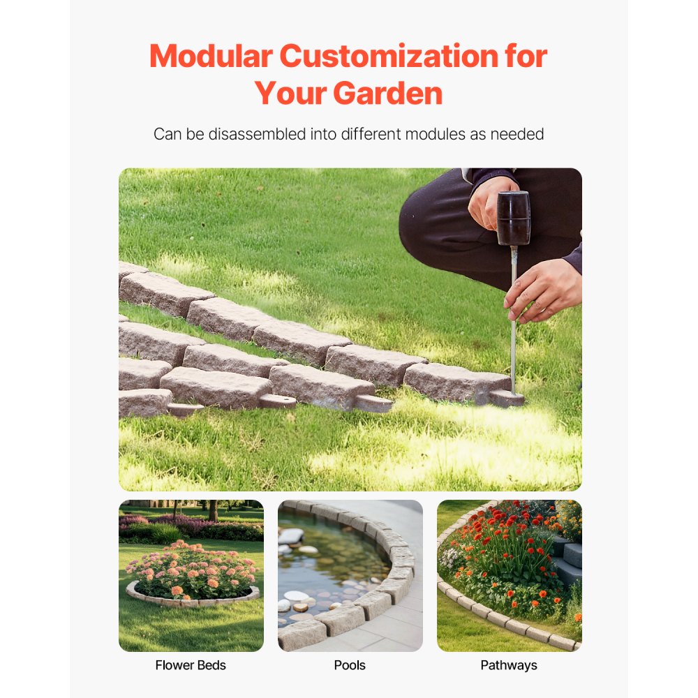 VEVOR Fake Stone Landscape Edging 46.2 x 2.2 in Lawn Edging Fade-Resistant