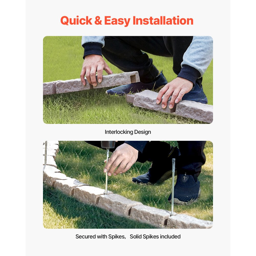 VEVOR Fake Stone Landscape Edging 46.2 x 2.2 in Lawn Edging Fade-Resistant