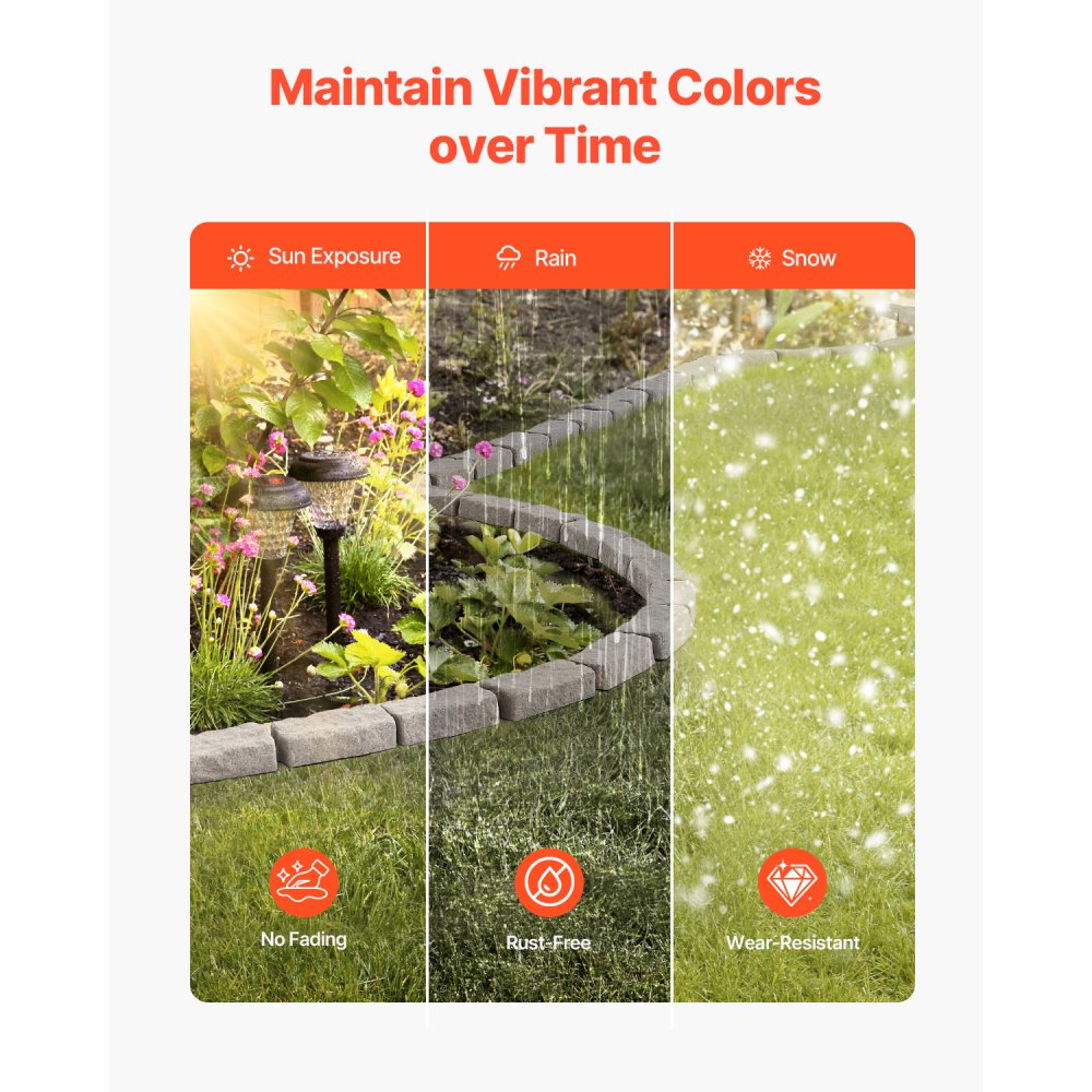 VEVOR Fake Stone Landscape Edging 46.2 x 2.2 in Lawn Edging Fade-Resistant