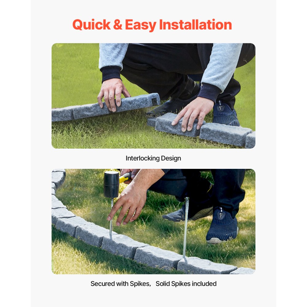 Fake Stone Landscape Edging 1180 x 95 x 57 mm Garden Lawn Edging for Walkway Sandstone Gray