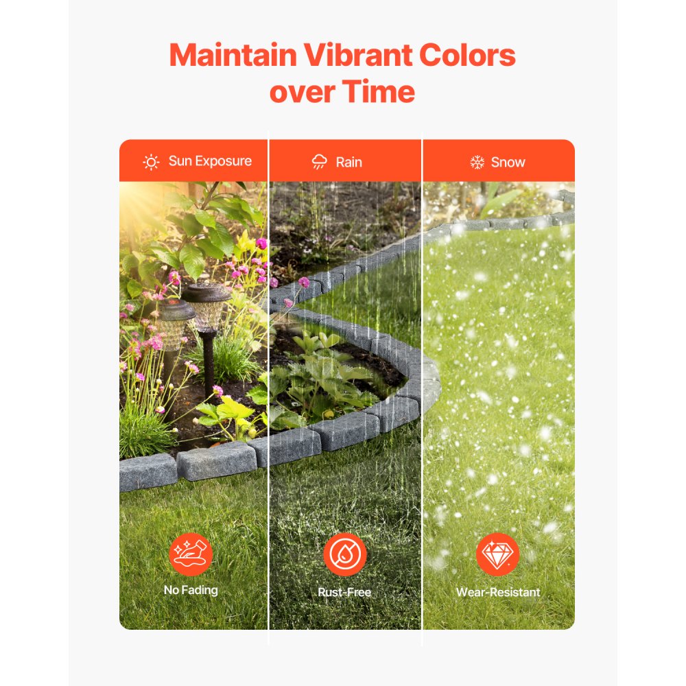 Fake Stone Landscape Edging 1180 x 95 x 57 mm Garden Lawn Edging for Walkway Sandstone Gray