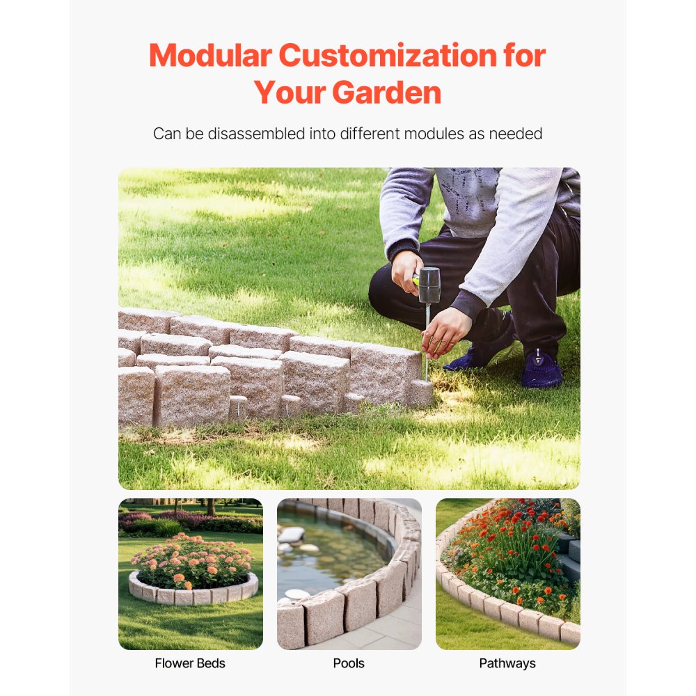 VEVOR Faux Stone Landscape Edging 46.8x3.9 in Lawn Edging Fade-Resistant