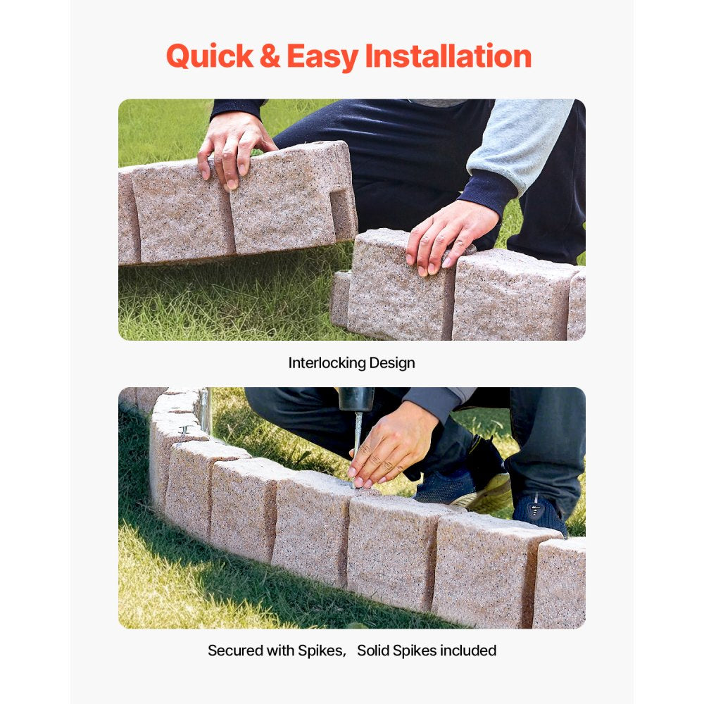 VEVOR Faux Stone Landscape Edging 46.8x3.9 in Lawn Edging Fade-Resistant