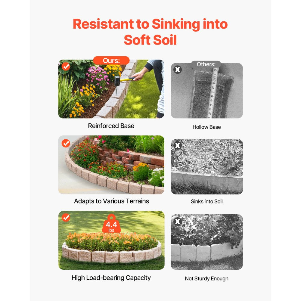 VEVOR Faux Stone Landscape Edging 46.8x3.9 in Lawn Edging Fade-Resistant