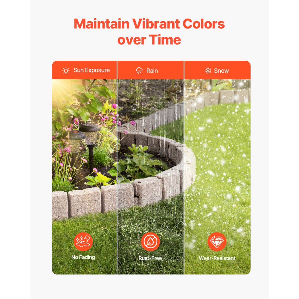 VEVOR Faux Stone Landscape Edging 46.8x3.9 in Lawn Edging Fade-Resistant