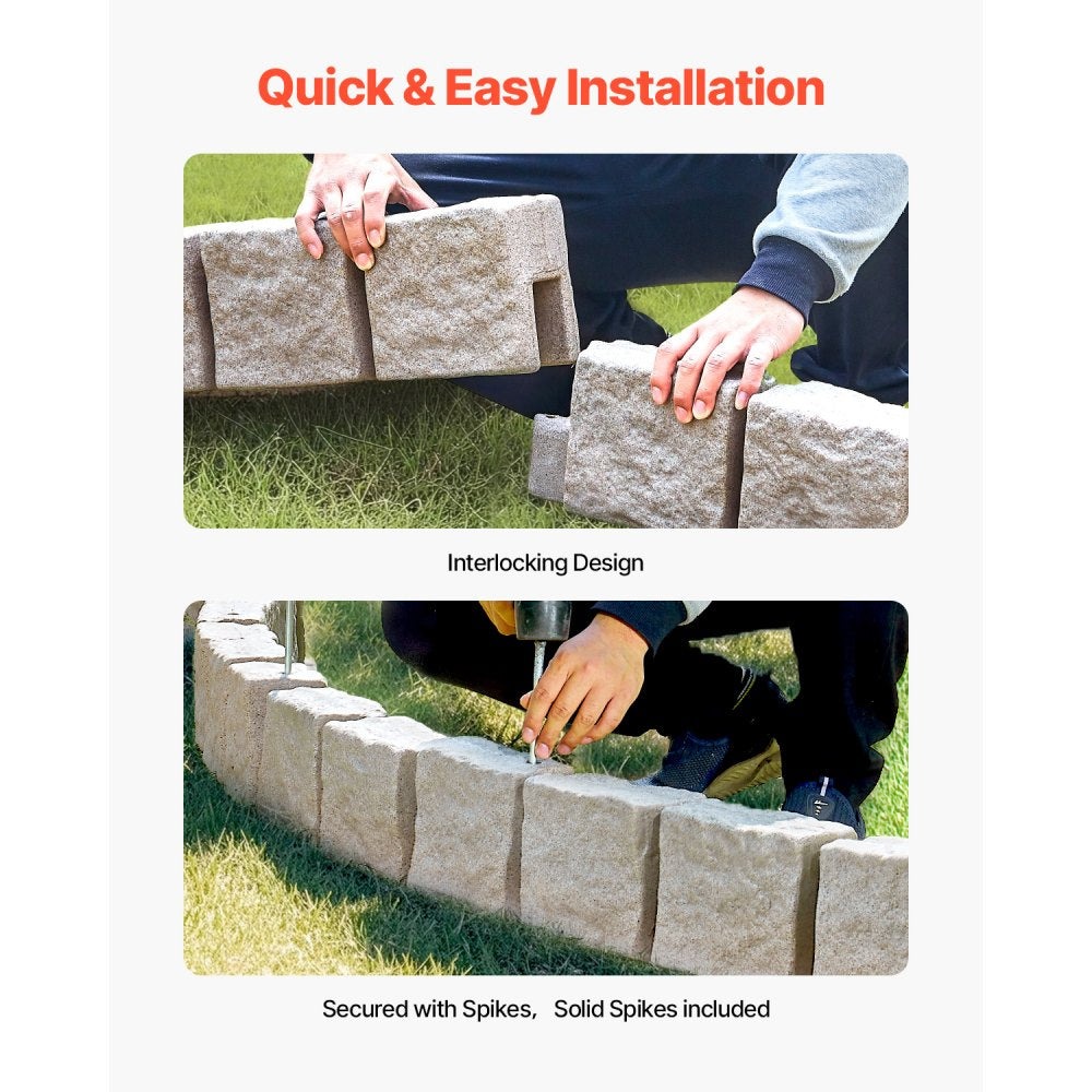 VEVOR Fake Stone Landscape Edging 46.8x3.9 in Lawn Edging Fade-Resistant