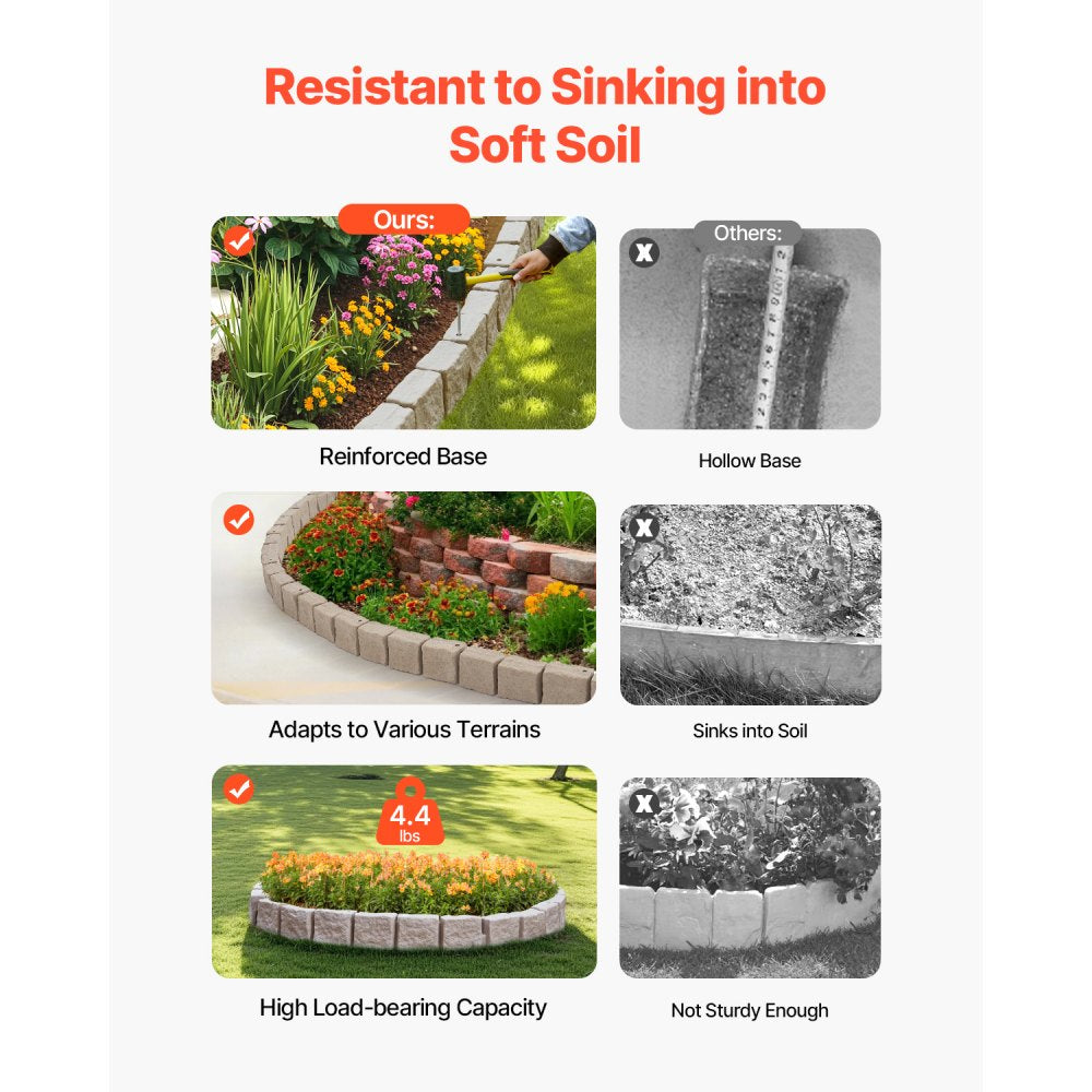 VEVOR Fake Stone Landscape Edging 46.8x3.9 in Lawn Edging Fade-Resistant