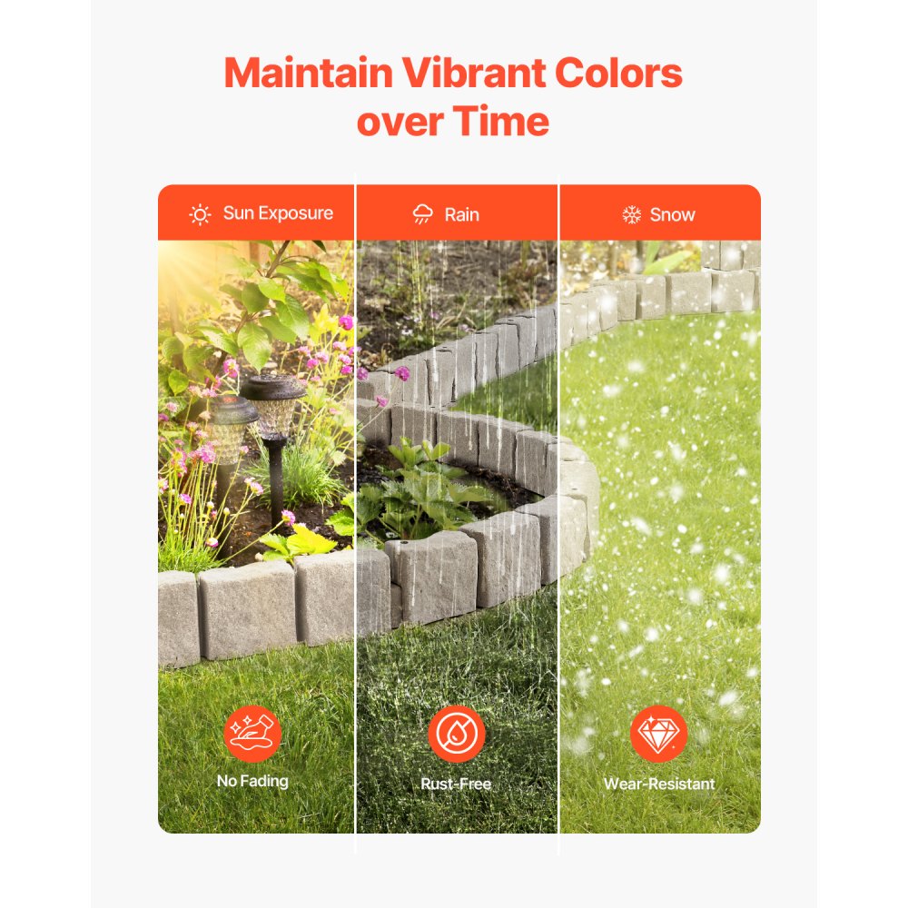 VEVOR Fake Stone Landscape Edging 46.8x3.9 in Lawn Edging Fade-Resistant