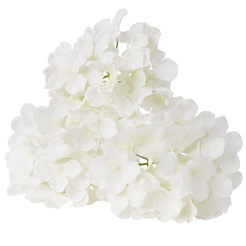 VEVOR 65 Pcs Artificial Silk Hydrangea Flowers 9.8 In Bouquet Arrangement White