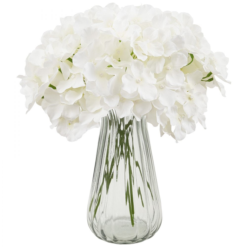 VEVOR 65 Pcs Artificial Silk Hydrangea Flowers 9.8 In Bouquet Arrangement White