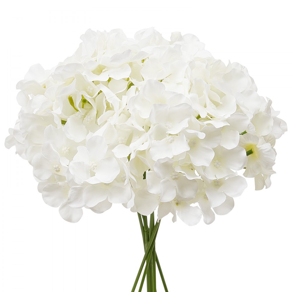 VEVOR 65 Pcs Artificial Silk Hydrangea Flowers 9.8 In Bouquet Arrangement White