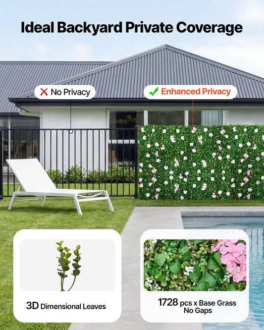 Artificial Luxury Flower Wall Backdrop, 2 PCS, Each Panel 61 x 243.8 cm, Gorgeous 3D Silk Floral Backdrop Pet Friendly, Easy Installation Flower Wall Panel for Wedding, Event, Party, Home Decor