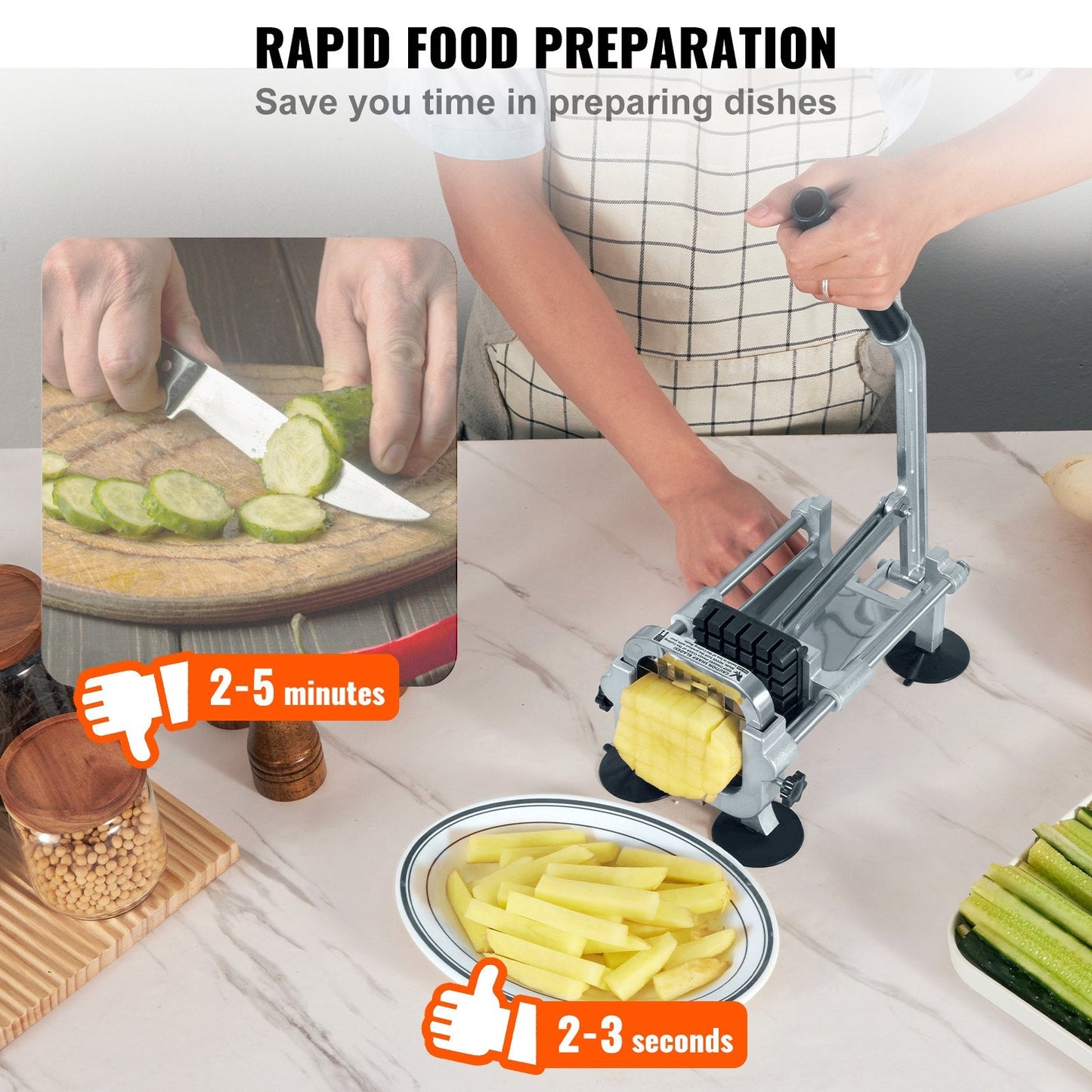 Stainless Steel Potato & Vegetable Cutter with Dual Blades, 1.95 kg, 360 mm
