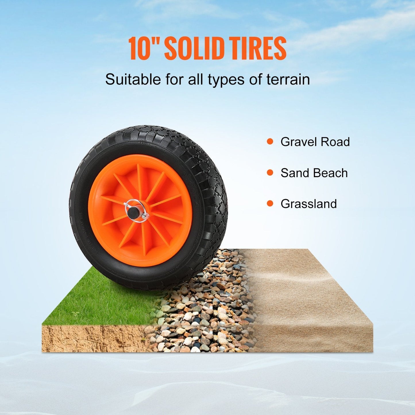 Foldable Kayak & Canoe Cart with 10'' Solid Tires, 113 kg Load Capacity