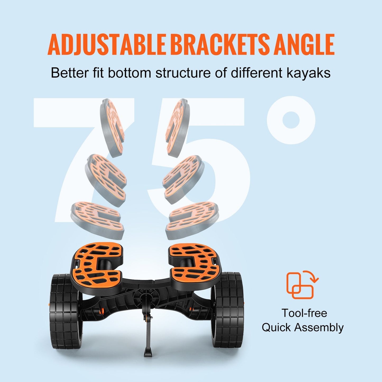 Adjustable Kayak & Canoe Cart with Solid Tires, 145 kg Load Capacity