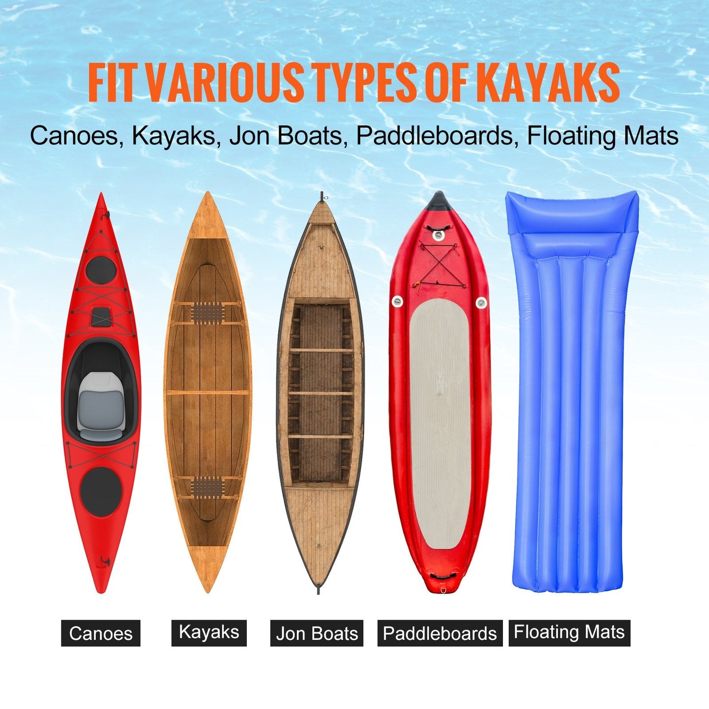 Adjustable Canoe/Kayak Carrier with 12" Wheels, 160kg Capacity, Foldable Design