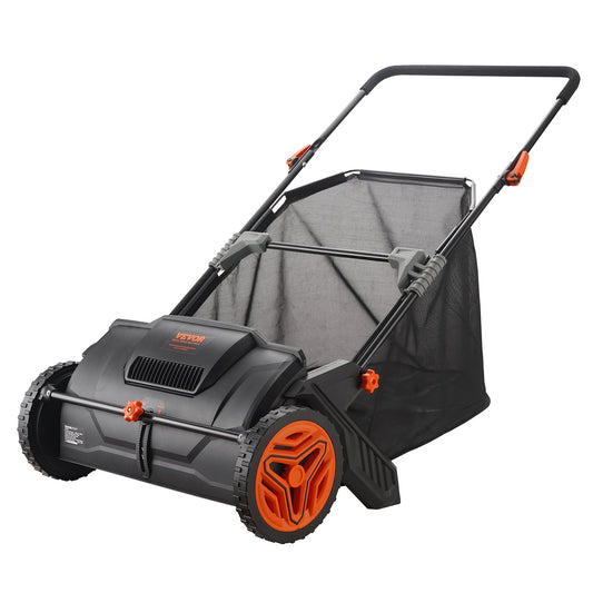 VEVOR Push Lawn Sweeper, 53.3 cm Leaf & Grass Collector, Strong Rubber Wheels &
