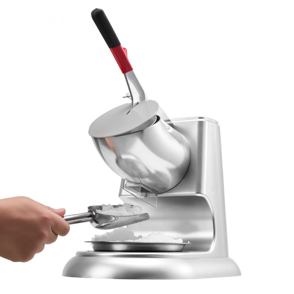 VEVOR Commercial Ice Crusher 100KG/H Electric Snow Cone Maker Shaved Ice Silver
