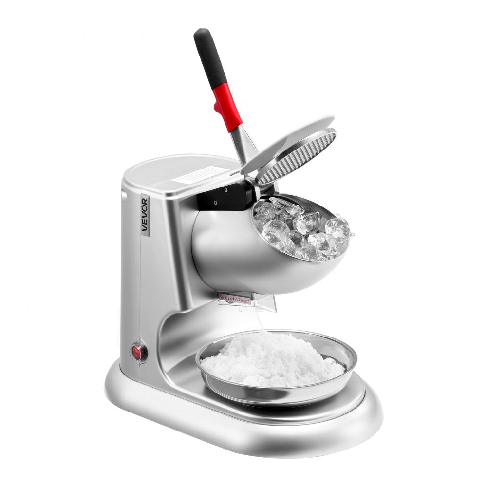 VEVOR Commercial Ice Crusher 100KG/H Electric Snow Cone Maker Shaved Ice Silver