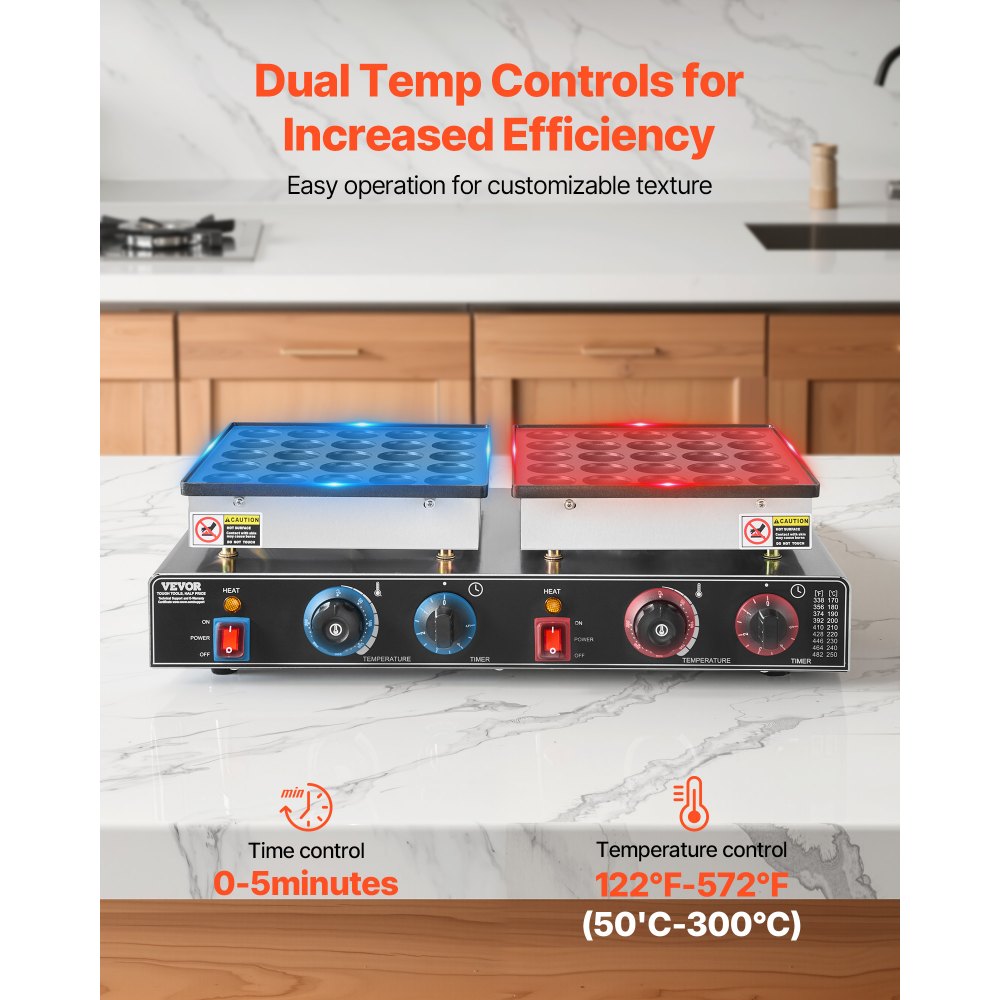 50PCS Mini Dutch Pancake Maker Commercial Dorayaki Baker Non-stick 1800W