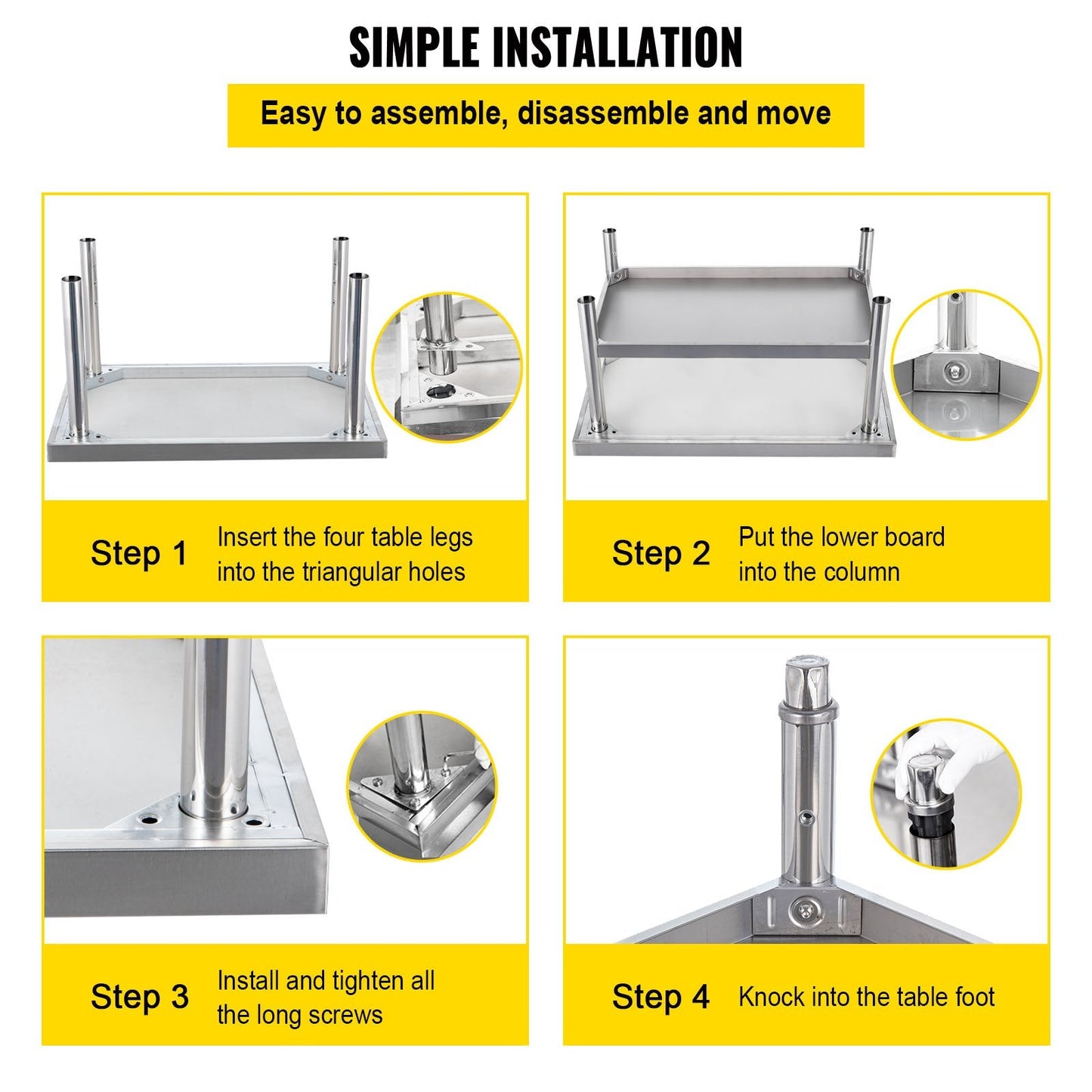 Stainless Steel Grill Stand Table with Adjustable Undershelf, 450 kg Capacity