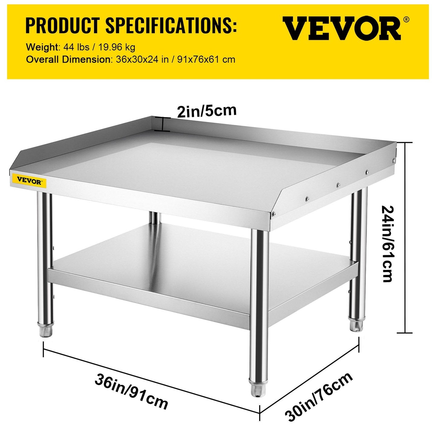 Stainless Steel Grill Stand Table with Adjustable Undershelf, 450 kg Capacity