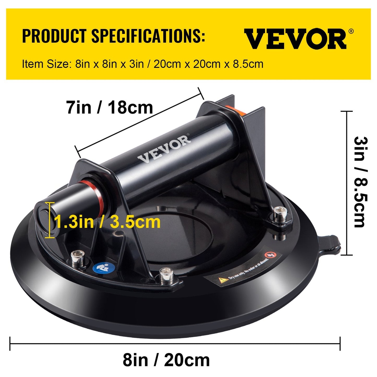 Heavy-Duty Vacuum Glass Lifter with 100 kg Capacity and 20 cm Diameter
