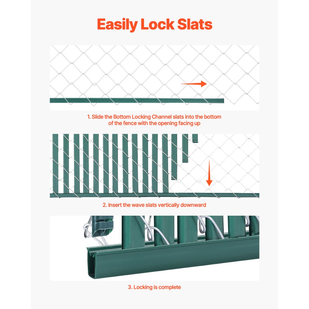 Chain Link Fence Privacy Slats Double-Wall for 1.2m High Fence Bottom Lock